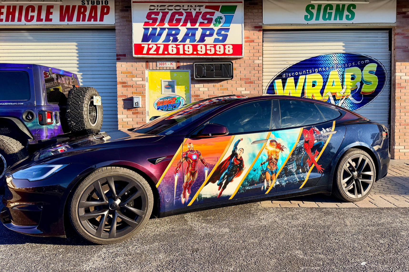 American superhero themed vehicle wrap